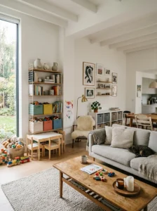 Functional minimalism creates a practical family home instead of a staged photo space