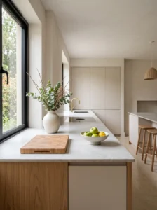 Minimalist kitchen with clutter-free countertops and elegant styling
