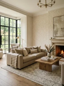 Subtle neutral patterns adding interest to a living room
