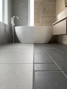 Rectified and non-rectified bathroom tile comparison