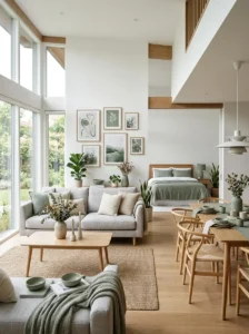 Alt Text: Existing furniture unified using coordinated accessories.
