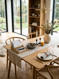 Easy-to-remove dining table centerpiece for everyday use.