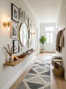 Beautifully decorated narrow hallway showing the article's key ideas.