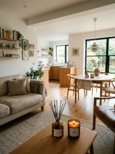 Coordinated home fragrance throughout connected rooms.