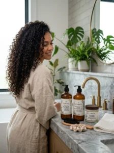 Alt Text: Sulfate-free shampoo and conditioner for curly hair.