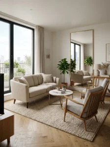 Small living room arranged to look larger