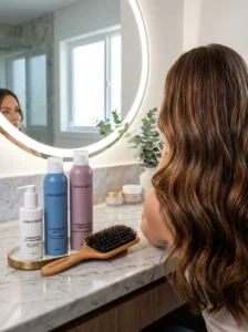 Alt Text: Hair styling products for growing out a haircut.