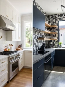 Classic subway tile compared with bold kitchen backsplash design