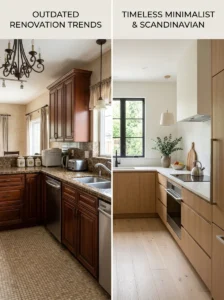 Comparison of trendy and timeless home renovation styles.