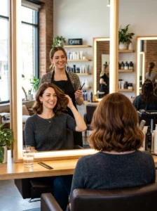Alt Text: Successful haircut achieved through clear communication.