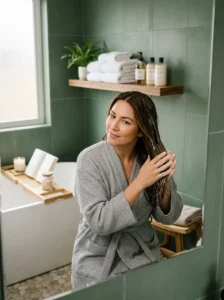 Dry shampoo helps reduce washing frequency for colored hair.