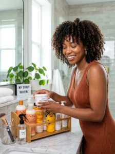 Alt Text: Building a successful curly hair care routine.