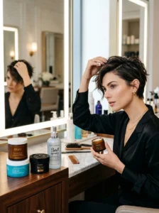 Alt Text: Texture products for styling short hair.