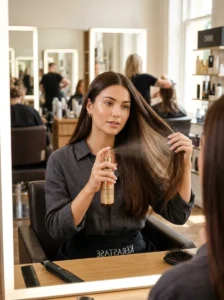 Heat protection helping reduce hair breakage.