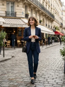 Alt Text: French bob hairstyle with soft texture and bangs.