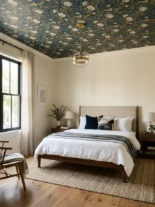 Alt Text: Nursery with soft wallpaper below and painted walls above.