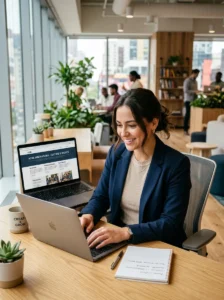 Job interview outfit uncertainty in a modern office