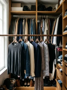Alt Text: Frequently worn wardrobe favorites contrasted with rarely used clothing