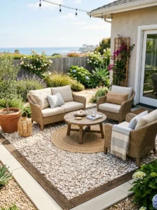 Alt Text: Stamped concrete overlay creating the look of natural stone on a patio.