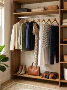 Existing wardrobe essentials used to create fall outfits without shopping
