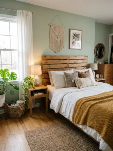 Alt Text: Custom DIY headboard designed to fit a bedroom perfectly.