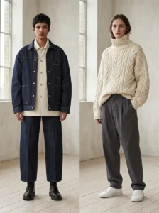 Alt Text: Comparison of structured and soft fabrics in oversized clothing