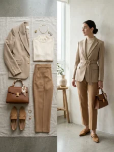 Fashion essentials demonstrating coordination, proportion, texture, accessories, and proper fit