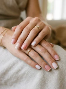 Classic white French tip variations on short nails