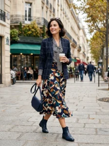 Alt Text: Beginner-friendly outfits demonstrating simple ways to mix prints