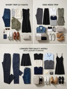 Alt Text:
Versatile travel capsule outfit elevated with accessories for a special occasion.