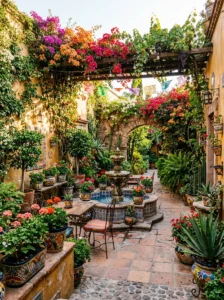 Alt Text: Complete Mexican-inspired patio showcasing colorful and handcrafted design elements
