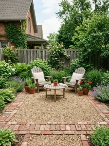 Alt Text: Creative combination of inexpensive patio flooring materials.