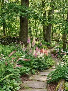 Lush groundcovers filling bare shaded soil beneath mature trees.
