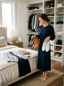 Alt Text: Tailored outfit paired with shoes that match its level of formality