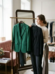 Alt Text:
Comparing clothing quality and fit rather than relying on brand or price