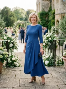 Alt Text: Elegant modern mother of the bride outfit showing key styling ideas