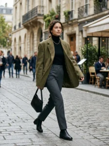 Alt Text: Oversized tops, bottoms, and outerwear balanced with fitted clothing