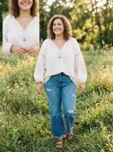 Alt Text: Plus size woman wearing suede ankle boots with a boho outfit.