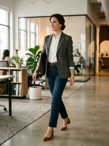 ALT: Elevated evening jeans outfit with heels