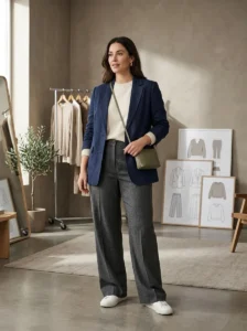 Alt Text:
Woman demonstrating why generic body shape categories do not account for individual proportions