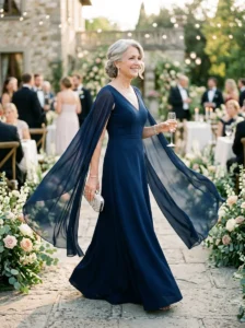 Alt Text: Soft blush champagne mother of the bride dress