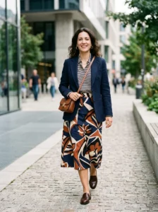 Alt Text: Coordinated patterned clothing and accessories demonstrating balanced pattern mixing