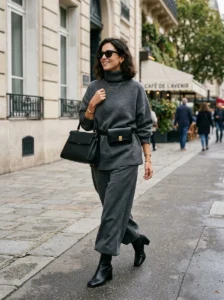 Alt Text: Structured accessories anchoring an oversized outfit