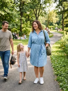 Alt Text: Plus size mom wearing a long cardigan over a stretch-knit base.