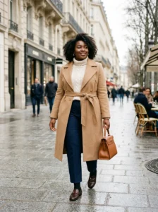 Alt Text: Plus-size woman wearing a pleated midi skirt with a classic knit sweater