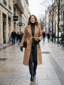 ALT: Jeans outfit with sweater coat and ankle boots