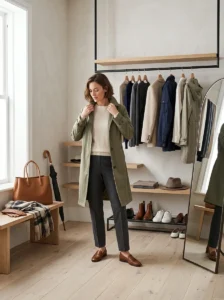 Alt Text:
Versatile wardrobe pieces for dressing stylishly through unpredictable weather