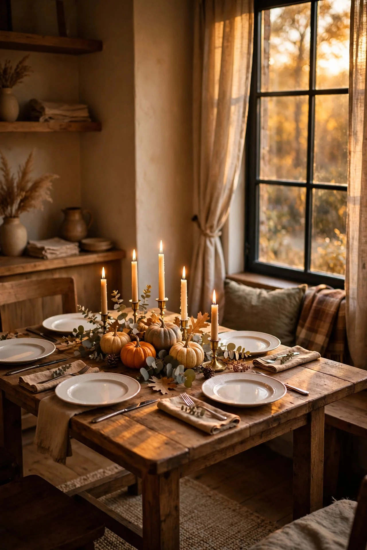 Cozy small dining room styled for fall