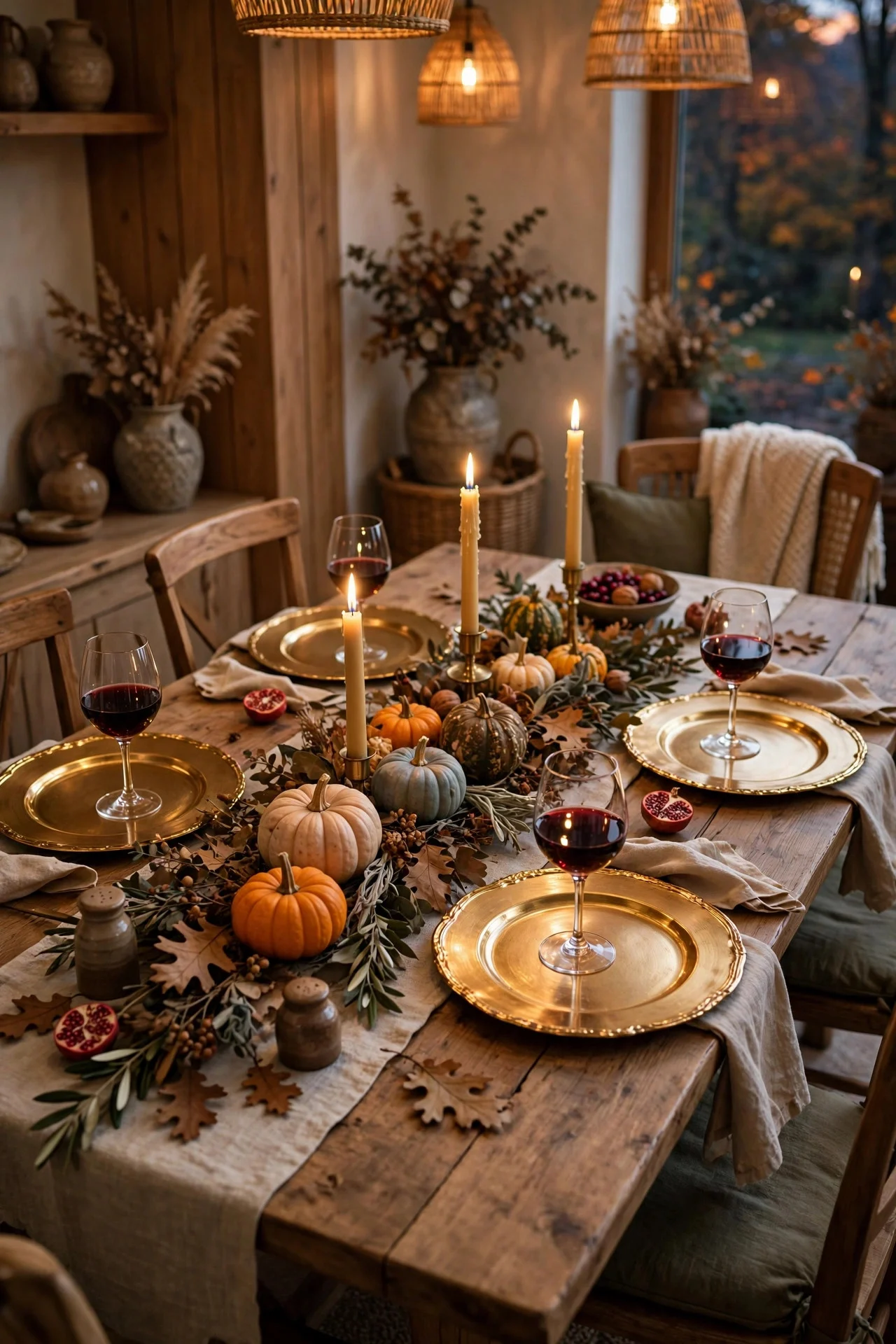 Thanksgiving dining table with harvest runner