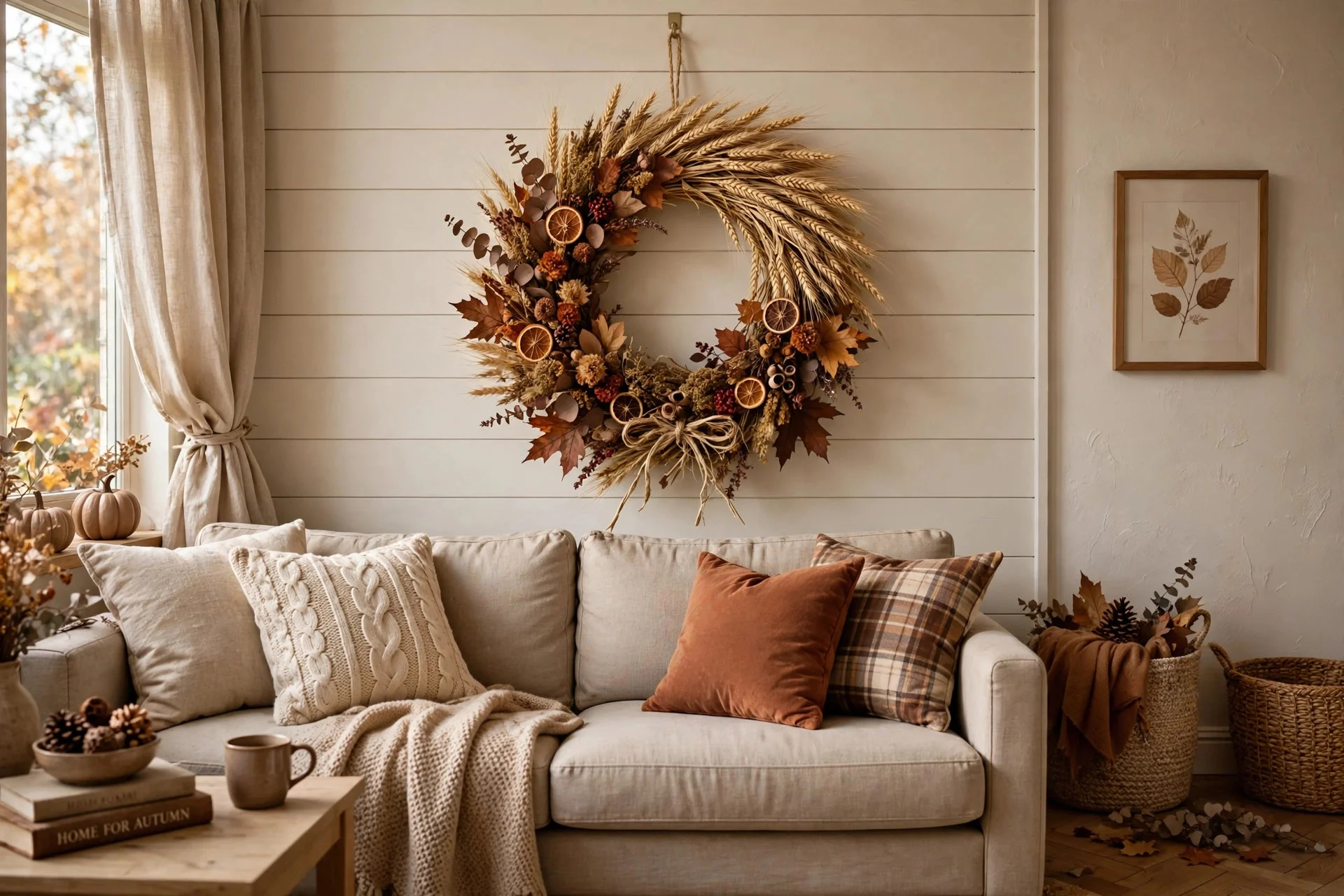 A Fall Wreath Indoors
